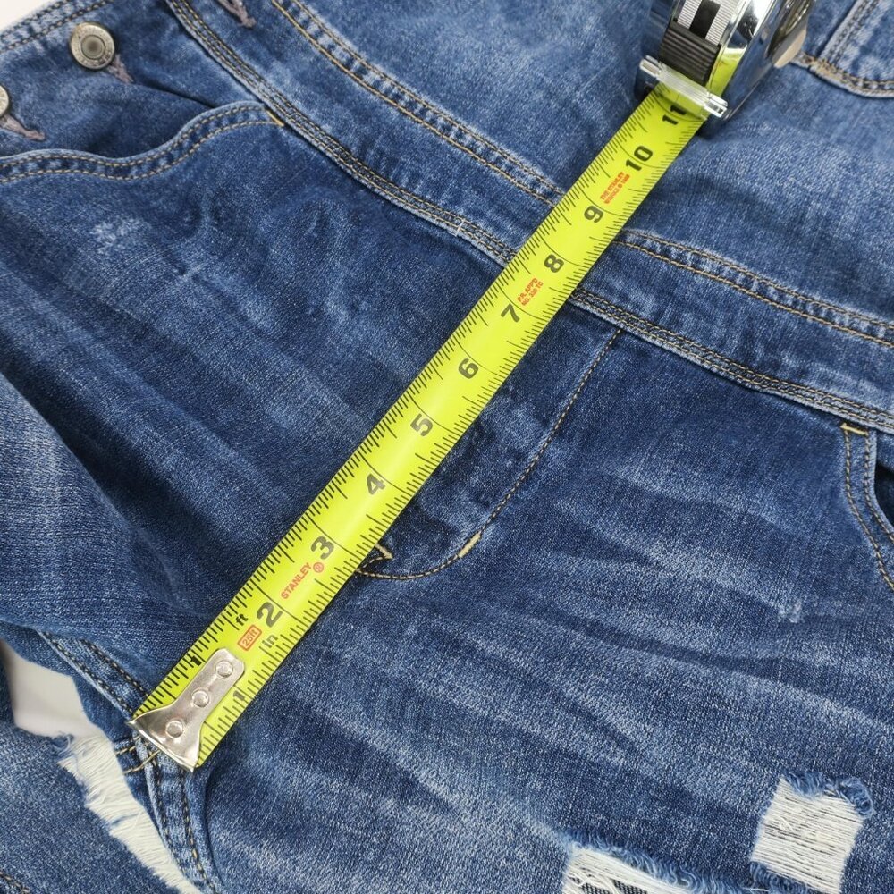 American Eagle Tomgirl Distressed Denim Bib Straight Leg Overalls Women's Small - Picture 5 of 7